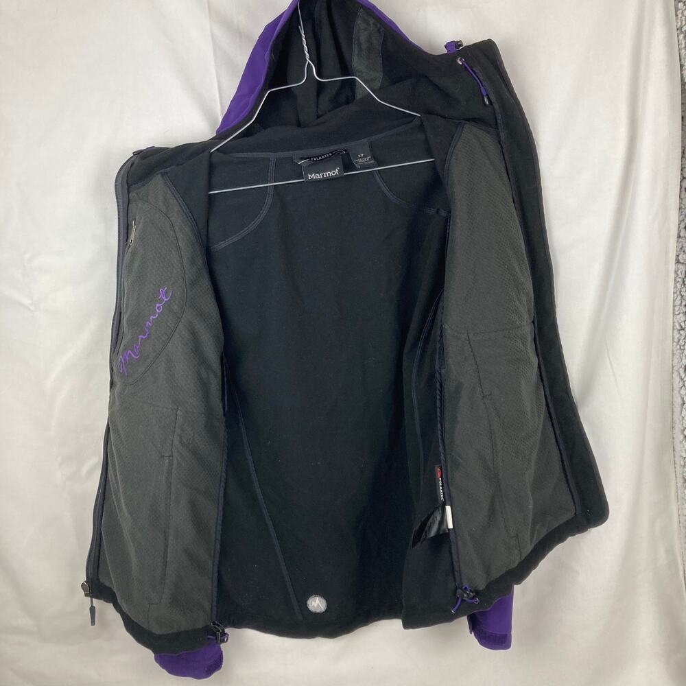 Marmot Jacket Womens S / P Purple Soft Shell Hooded Polartec Fleece Lined Vented - Picture 13 of 16